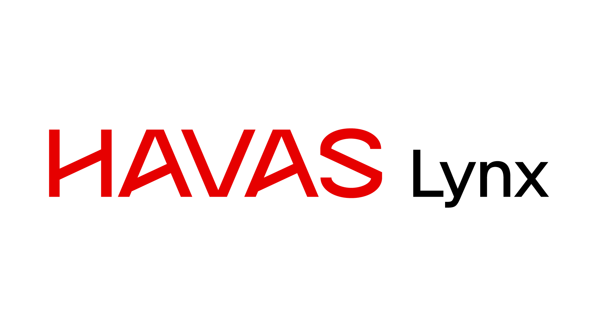 New Havas Lynx logo on white background. Havas in red and Lynx in black.