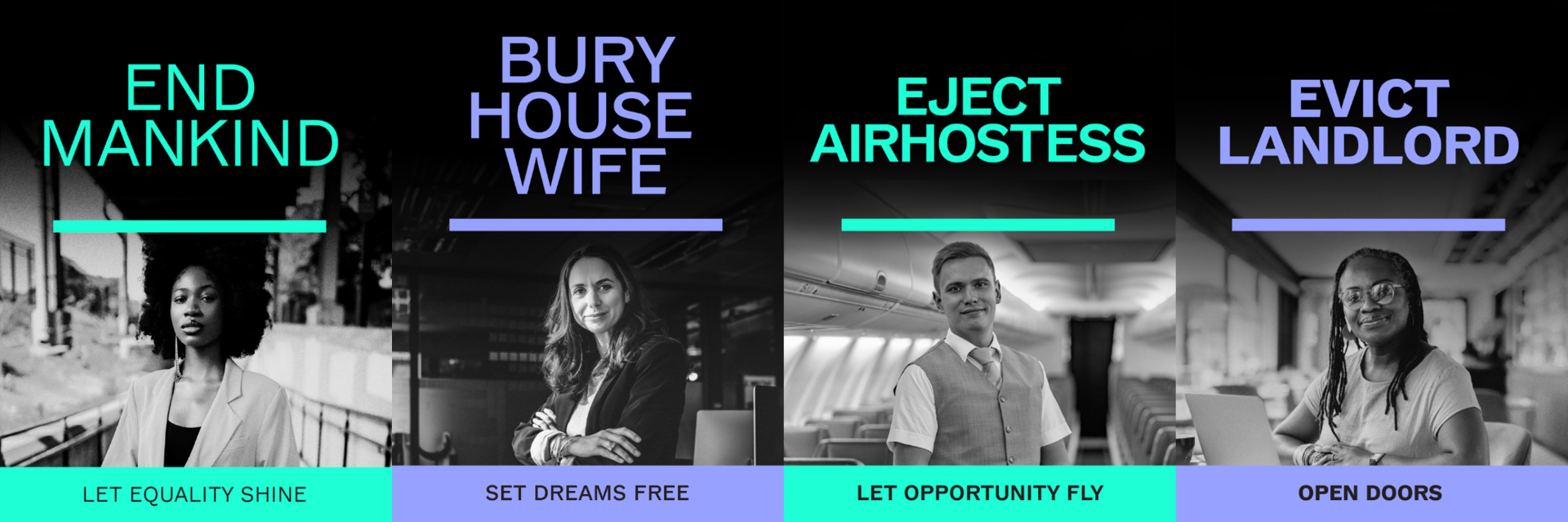 Examples of needlessly gendered terms. Mankind. Airhostess. Landlord. House wife.